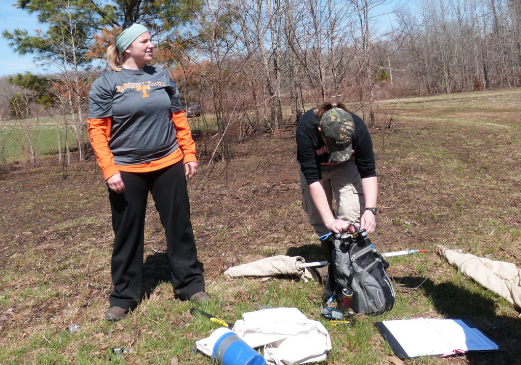 Dr. Becky Trout-Fryxell laying out plots with her graduate students.